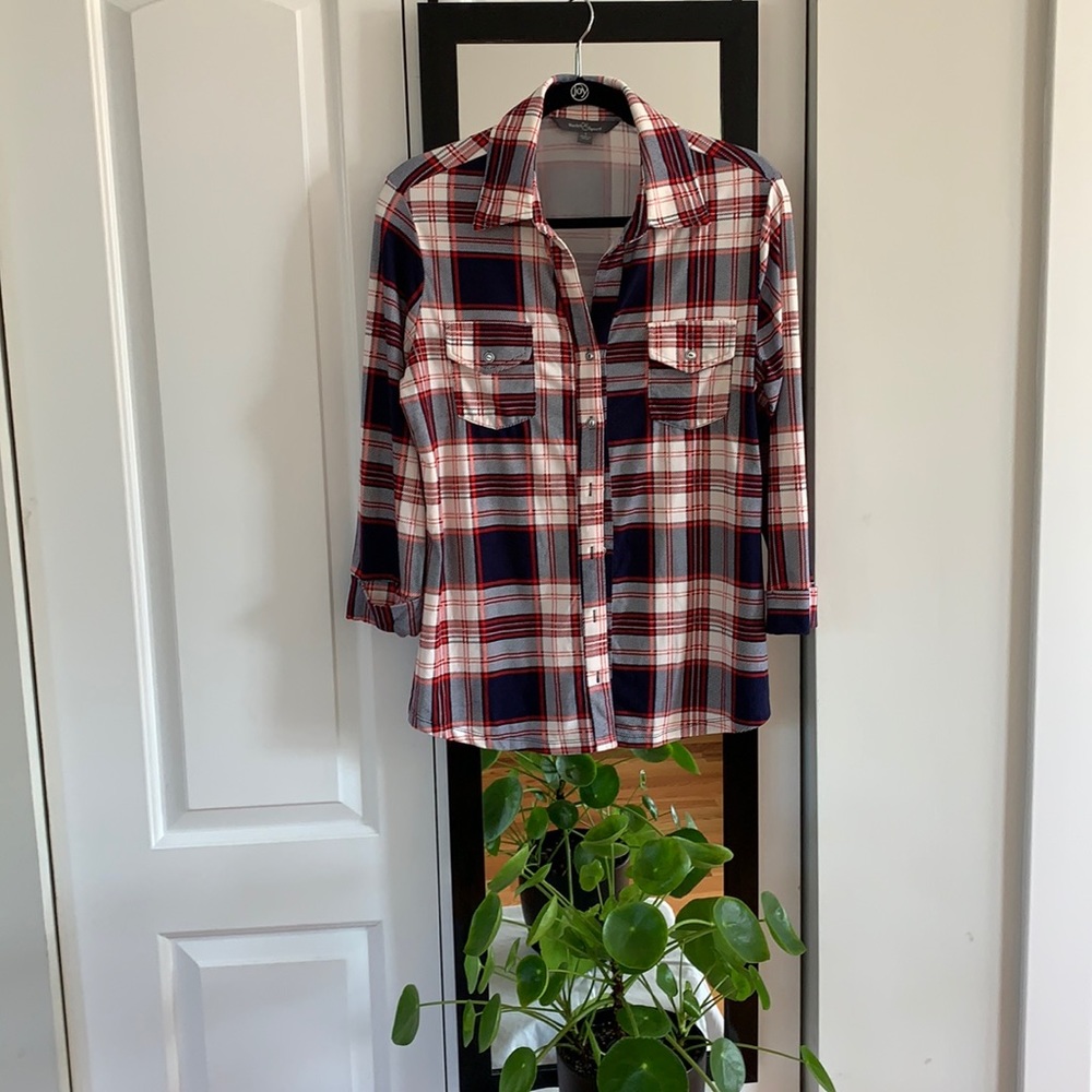 Market & Spruce Red and Blue Plaid Button Down